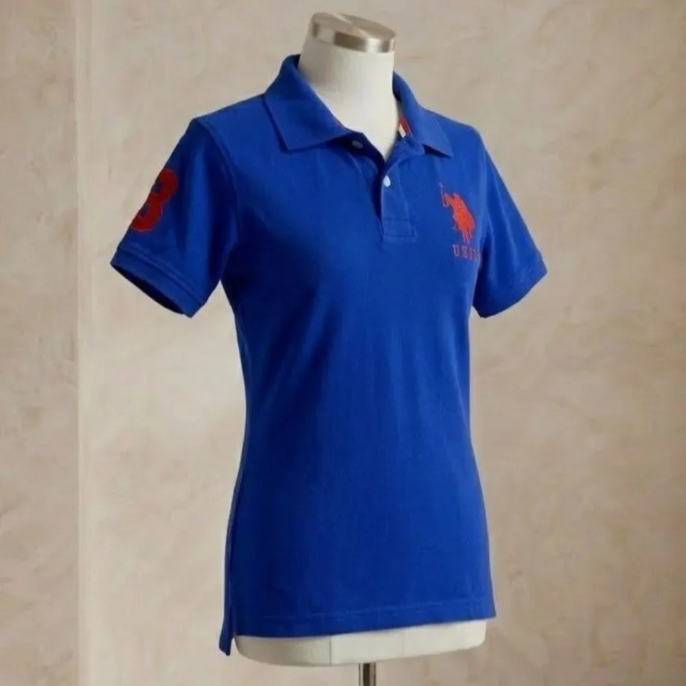 U.S. Polo Assn Boys Kids Polo Shirt Size 4 Blue Cotton Pique Short Sleeve